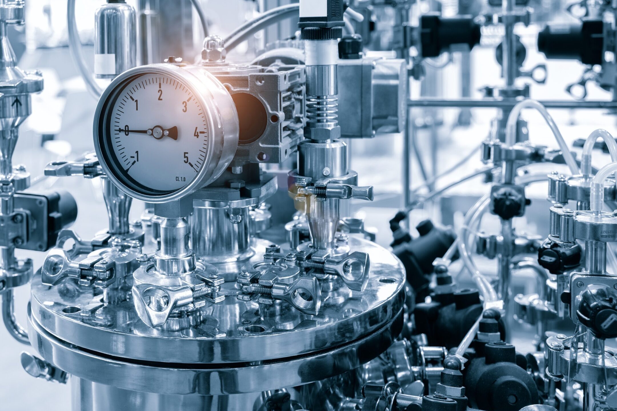 Pressure gauge in industrial setting Pressure gauge in industrial setting